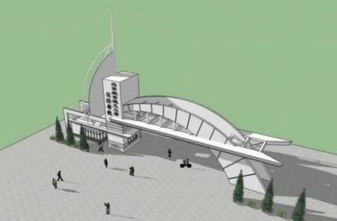 Sketchup素材模型|北京航空学院大门,景观,入口,单层,现代风格,门卫室-BIM建筑网