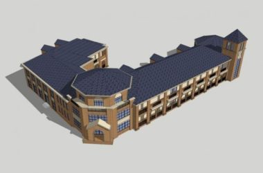 Sketchup学校模型|多层幼儿园,坡屋顶,欧式,古典风格,教育建筑-BIM建筑网