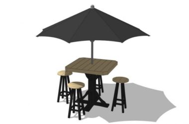Sketchup素材模型|户外阳伞,桌椅-BIM建筑网