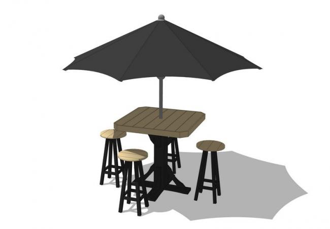 Sketchup素材模型|户外阳伞,桌椅 Sketchup素材模型|户外阳伞,桌椅