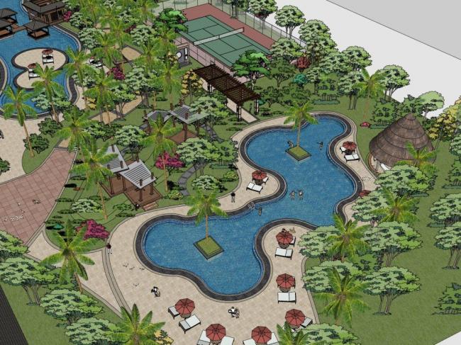 Sketchup酒店模型|多层度假酒店,中式风格 Sketchup酒店模型|多层度假酒店,中式风格