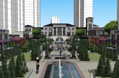 Sketchup商业模型|多层售楼处,现代风格,商业建筑-BIM建筑网