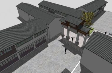 Sketchup商业模型|多层商业街,牌坊,中式风格,商业建筑-BIM建筑网