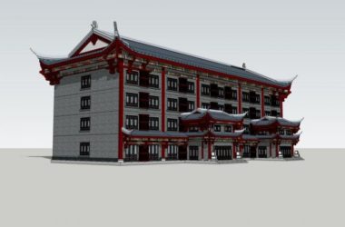Sketchup商业模型|多层商业建筑,中式风格,古建-BIM建筑网