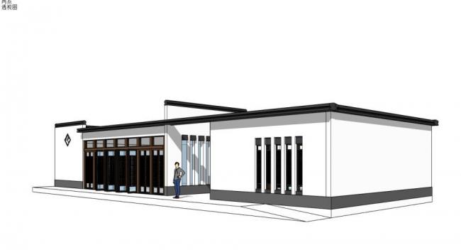 Sketchup办公模型|管理用房,新中式风格 Sketchup办公模型|管理用房,新中式风格