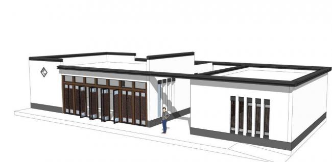 Sketchup办公模型|管理用房,新中式风格 Sketchup办公模型|管理用房,新中式风格