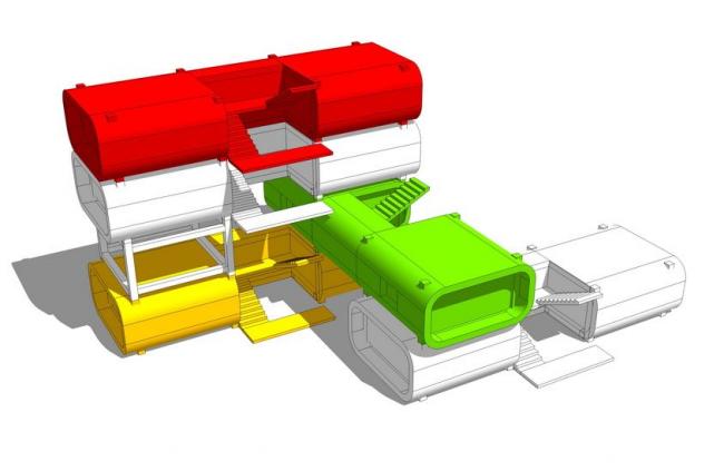 Sketchup素材模型|集装箱建筑 Sketchup素材模型|集装箱建筑