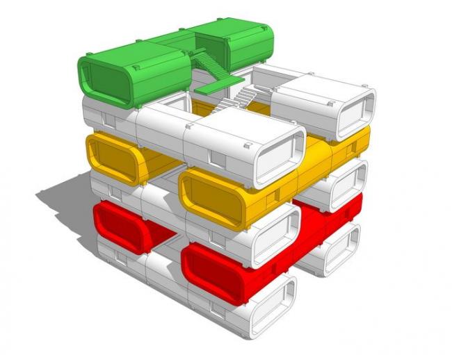 Sketchup素材模型|集装箱建筑 Sketchup素材模型|集装箱建筑