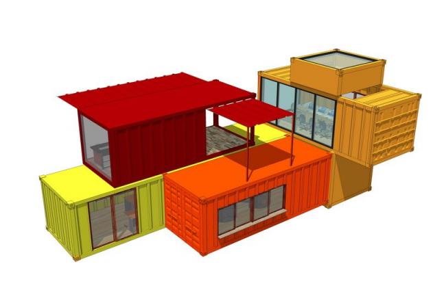 Sketchup素材模型|集装箱建筑 Sketchup素材模型|集装箱建筑