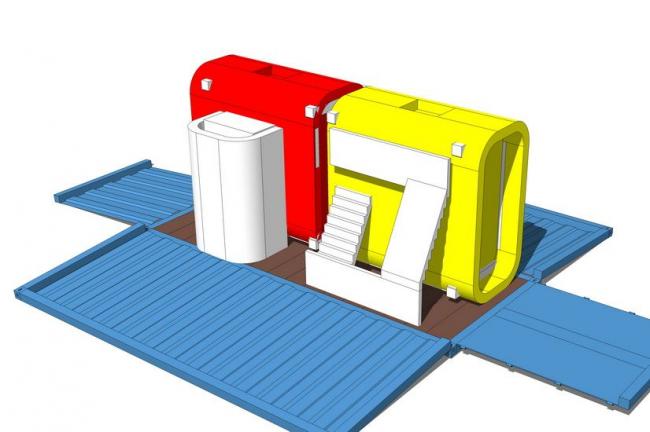 Sketchup素材模型|集装箱建筑 Sketchup素材模型|集装箱建筑