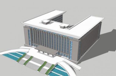 Sketchup办公模型|多层政府办公楼,现代风格,U型平面-BIM建筑网