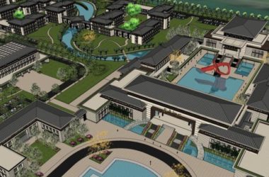 Sketchup医院模型|多层疗养中心,新中式风格,医疗建筑-BIM建筑网