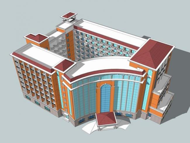 Sketchup酒店模型|多层酒店,新中式风格 Sketchup酒店模型|多层酒店,新中式风格