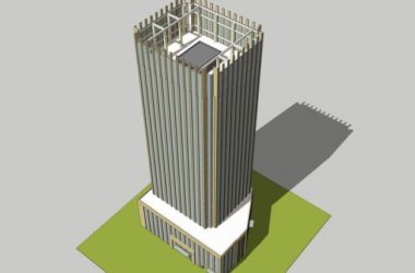 Sketchup办公模型|高层办公楼,写字楼,现代风格,竖向线条-BIM建筑网