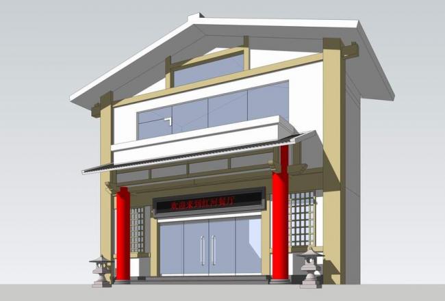 Sketchup素材模型|商业门头,中式风格 Sketchup素材模型|商业门头,中式风格