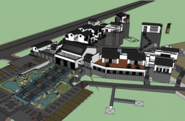 Sketchup商业模型|多层会所,商业建筑,中式风格-BIM建筑网