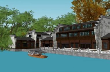 Sketchup商业模型|多层商业古街,徽派,中式风格-BIM建筑网
