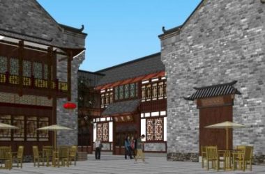 Sketchup商业模型|多层商业街,商场,中式风格-BIM建筑网