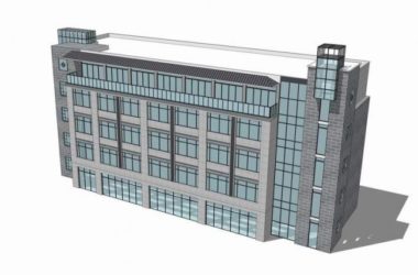 Sketchup办公模型|小型办公楼,多层,新中式风格-BIM建筑网