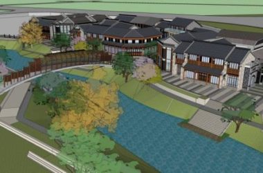 Sketchup商业模型|多层商业建筑,古镇,公园景观,桥,水坝,中式风格-BIM建筑网