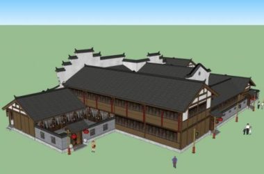 Sketchup古建筑模型|古建院落,中式风格-BIM建筑网