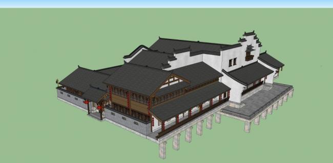 Sketchup古建筑模型|古建院落,中式风格 Sketchup古建筑模型|古建院落,中式风格