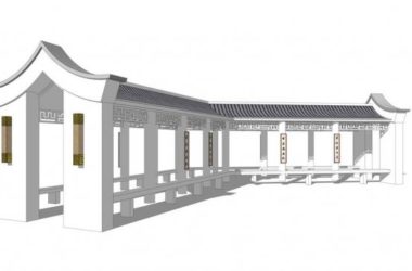 Sketchup素材模型|廊架,新中式风格-BIM建筑网