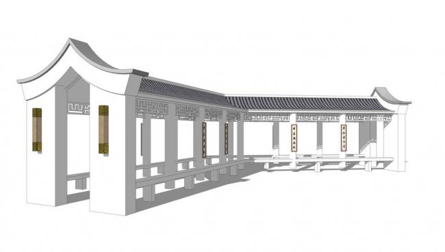 Sketchup素材模型|廊架,新中式风格 Sketchup素材模型|廊架,新中式风格