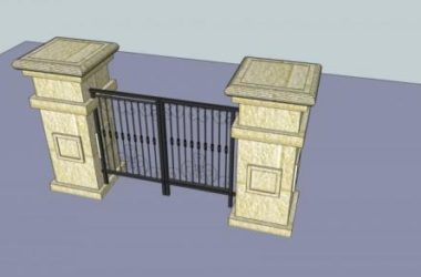 Sketchup素材模型|庭院大门,建筑构件,古典风格-BIM建筑网