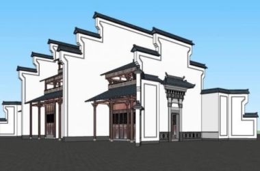 Sketchup商业模型|多层商业楼,徽派,古建,中式风格-BIM建筑网