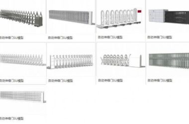 Sketchup素材模型|自动伸缩门,电动门,大门,构件-BIM建筑网