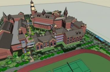 Sketchup学校模型|多层学校,教学楼,教育建筑,英式,古典风格,坡屋顶-BIM建筑网