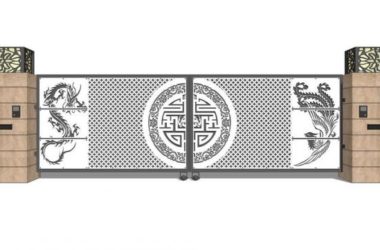 Sketchup素材模型|铁艺大门,构件,素材,中式风格-BIM建筑网