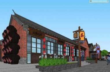 Sketchup商业模型|多层商业街,中式风格-BIM建筑网
