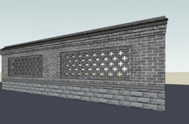 Sketchup素材模型|围墙,中式风格,景观墙,构件,素材-BIM建筑网