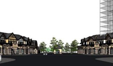 Sketchup商业模型|多层小镇商业会所,英式,古典风格-BIM建筑网
