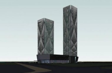 Sketchup办公模型|超高层办公楼,酒店,商业裙房,现代风格-BIM建筑网