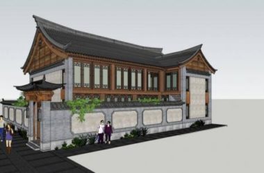 Sketchup别墅模型|独栋别墅,中式风格-BIM建筑网
