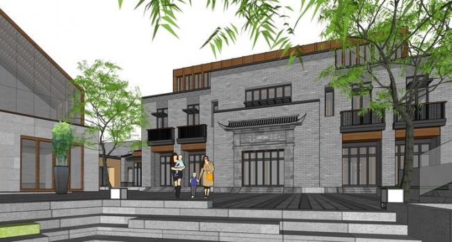 Sketchup商业模型|多层商业街,中式风格 Sketchup商业模型|多层商业街,中式风格