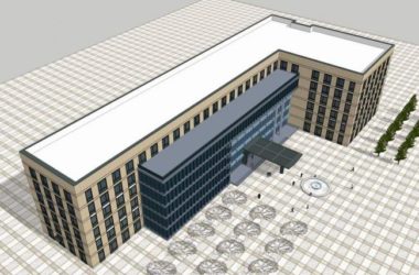 Sketchup办公模型|多层L型办公楼,现代风格-BIM建筑网
