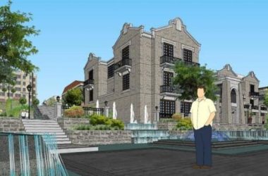 Sketchup商业模型|老镇水街,民国风,多层商业街,新中式风格-BIM建筑网