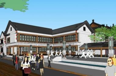 Sketchup商业模型|多层酒文化商业街,中式风格-BIM建筑网