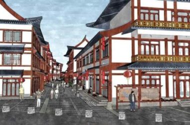 Sketchup商业模型|德州董子巷,中式风格,多层商业街-BIM建筑网