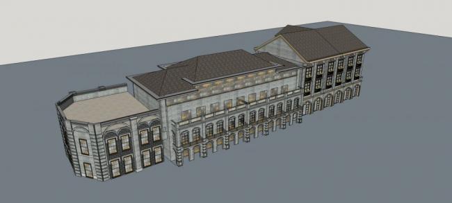Sketchup商业模型|多层商业街,民国风格 Sketchup商业模型|多层商业街,民国风格