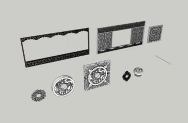 Sketchup素材模型|建筑构件,窗花,中式风格-BIM建筑网