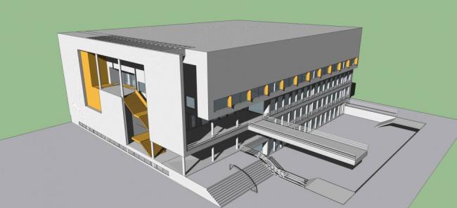 Sketchup学校模型|多层学校食堂,现代风格 Sketchup学校模型|多层学校食堂,现代风格