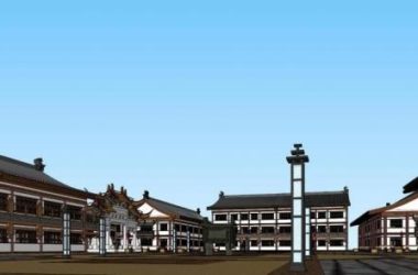 Sketchup商业模型|多层仿唐街区,中式风格,商业建筑-BIM建筑网