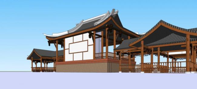 Sketchup古建筑模型|戏台,中式风格,古建 Sketchup古建筑模型|戏台,中式风格,古建