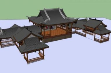 Sketchup古建筑模型|戏台,中式风格,古建-BIM建筑网