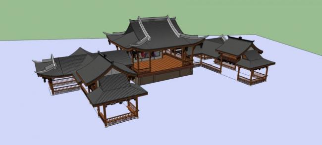 Sketchup古建筑模型|戏台,中式风格,古建 Sketchup古建筑模型|戏台,中式风格,古建